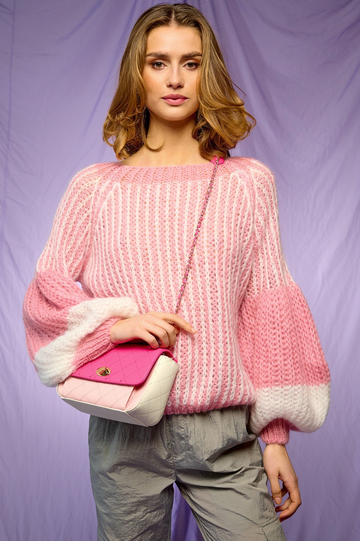 Liana Knit Sweater White/Rose