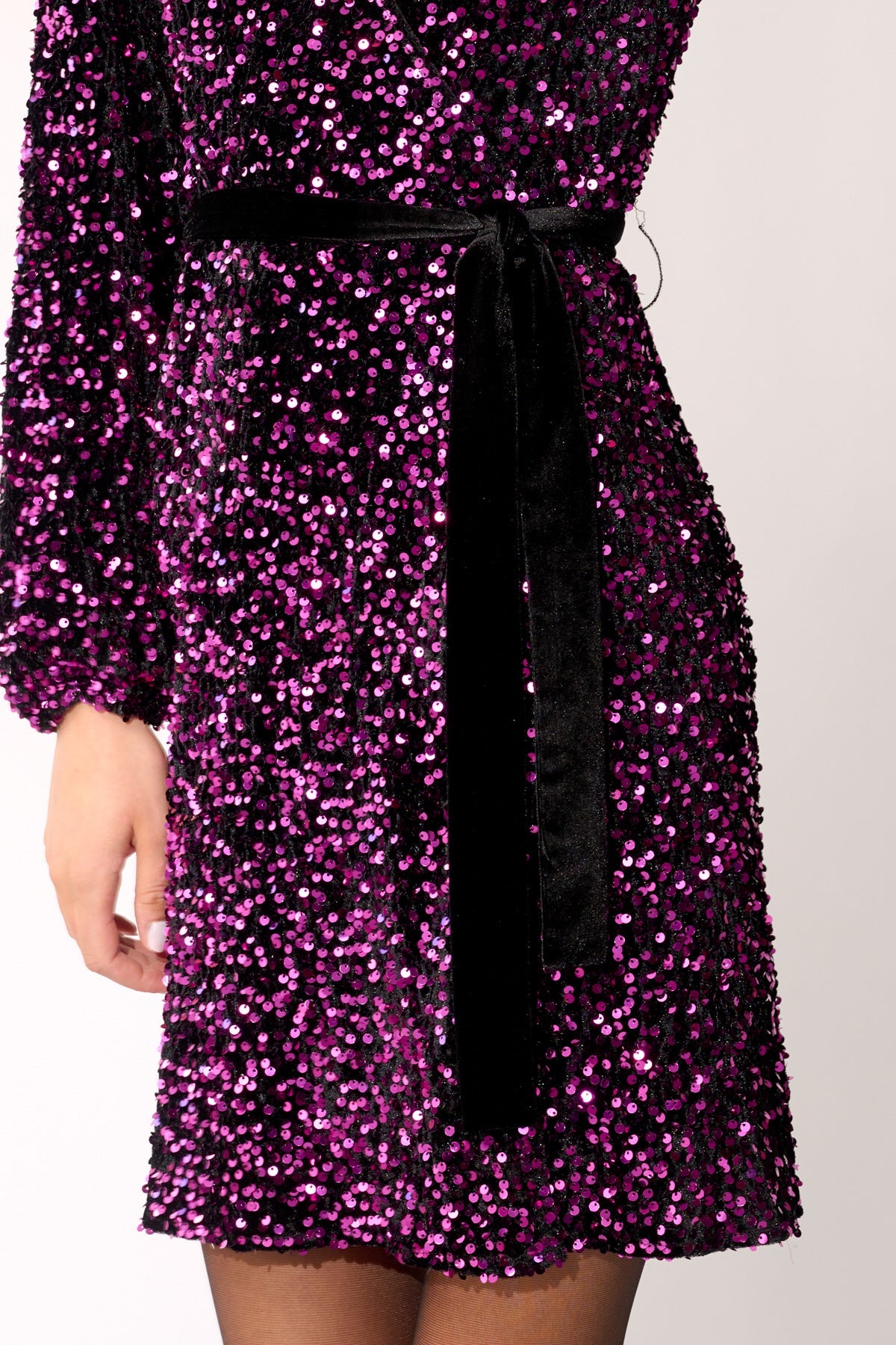 Teagan Wrap Dress Fuxia/black