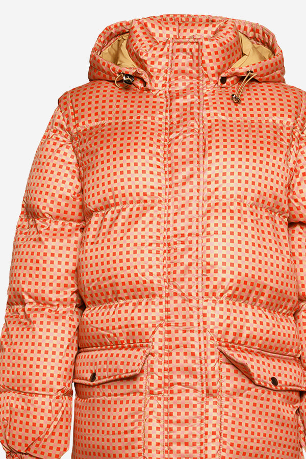 Eliza Puffer Coat Pink/red Checks