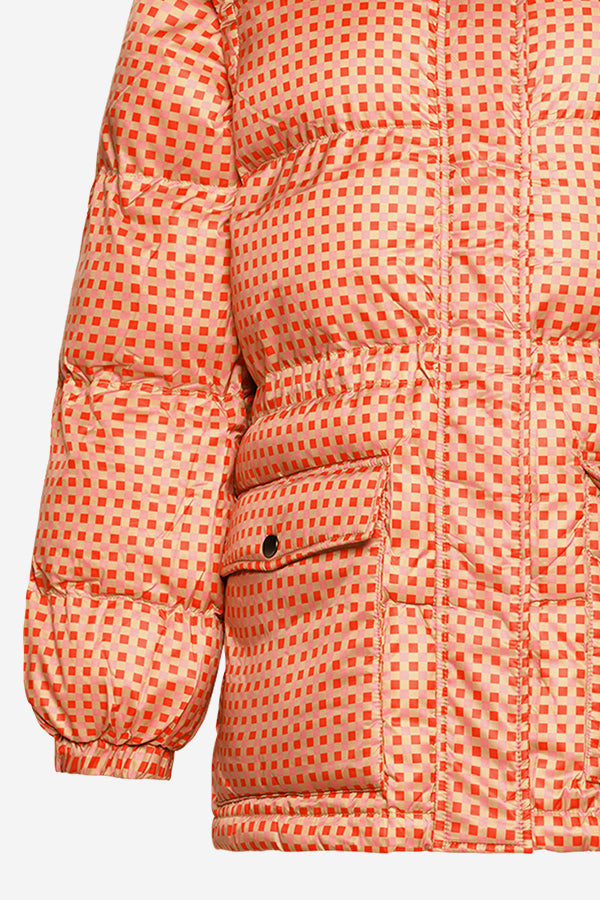 Emilia Puffer Jacket Pink/red Checks