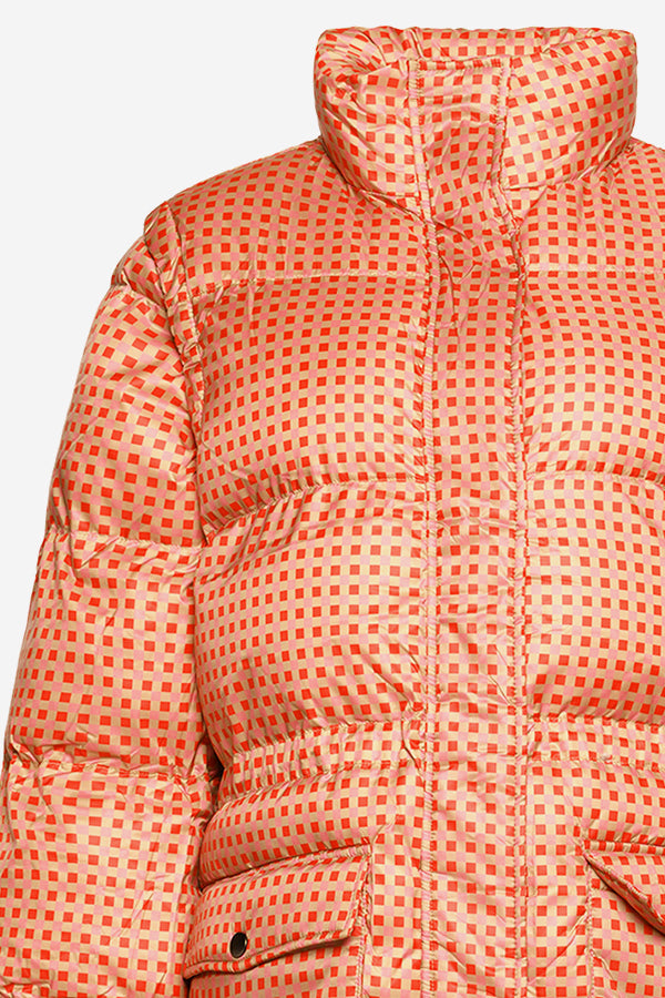 Emilia Puffer Jacket Pink/red Checks