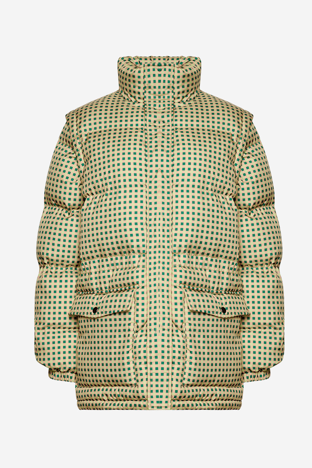 Noellas Emilia Puffer Jacket Green/lime Checks. Køb Jakker hos www.noellafashion.dk