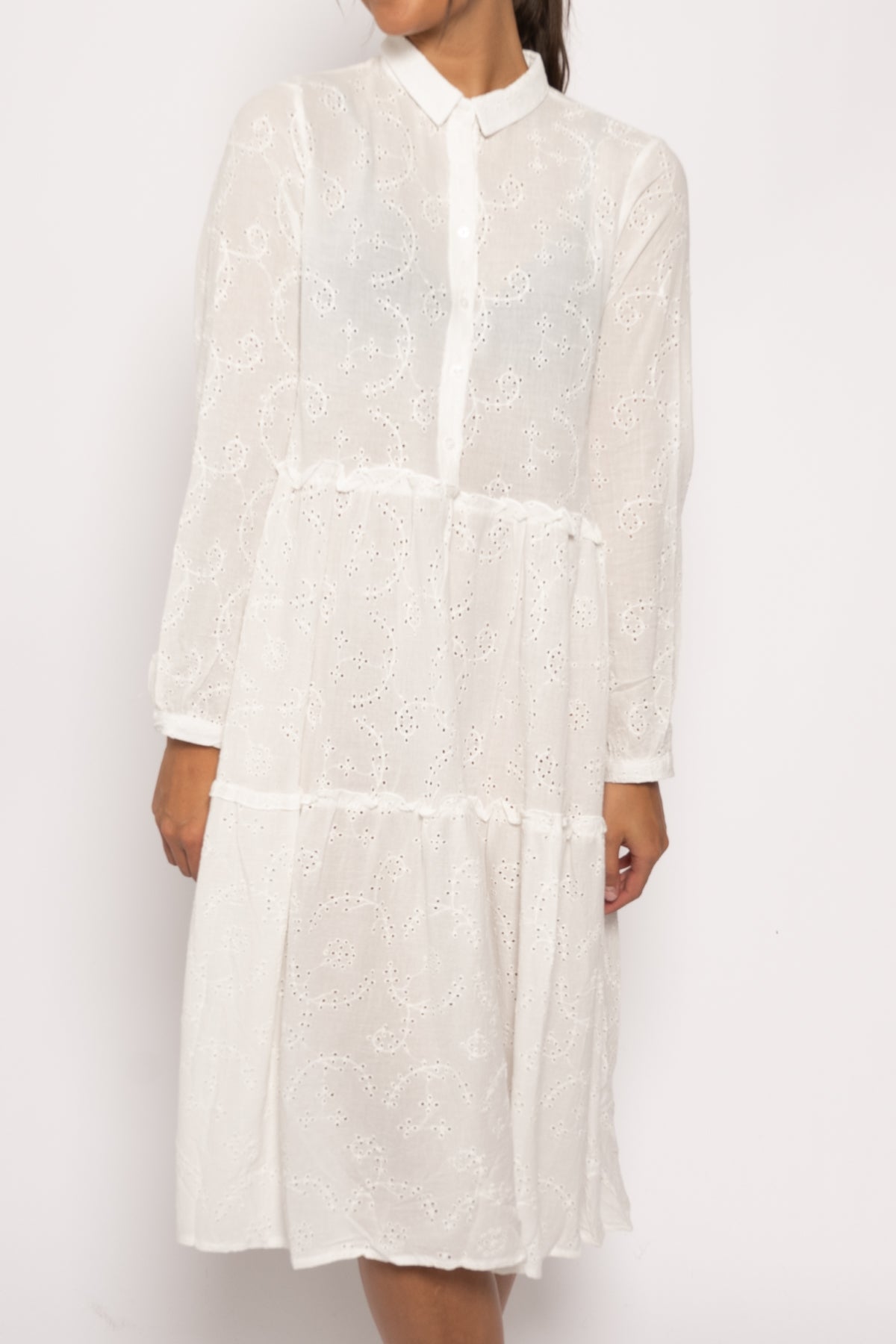 Vibe Dress Cotton Broderie White