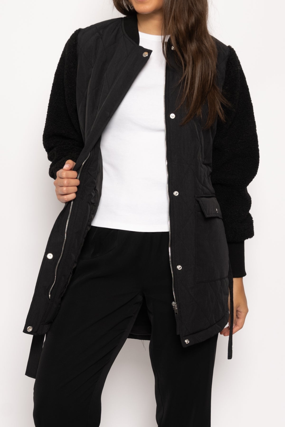 Esme Pile Jacket Solid Black