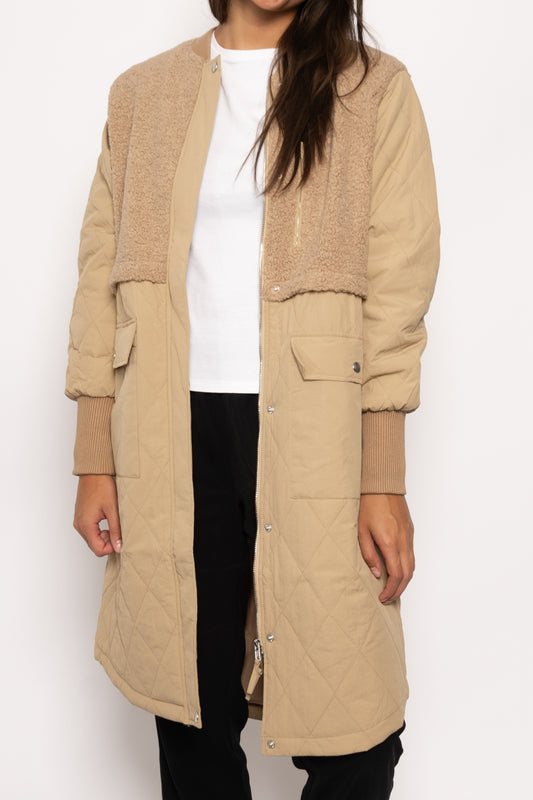 Etta Pile Coat Solid Sand