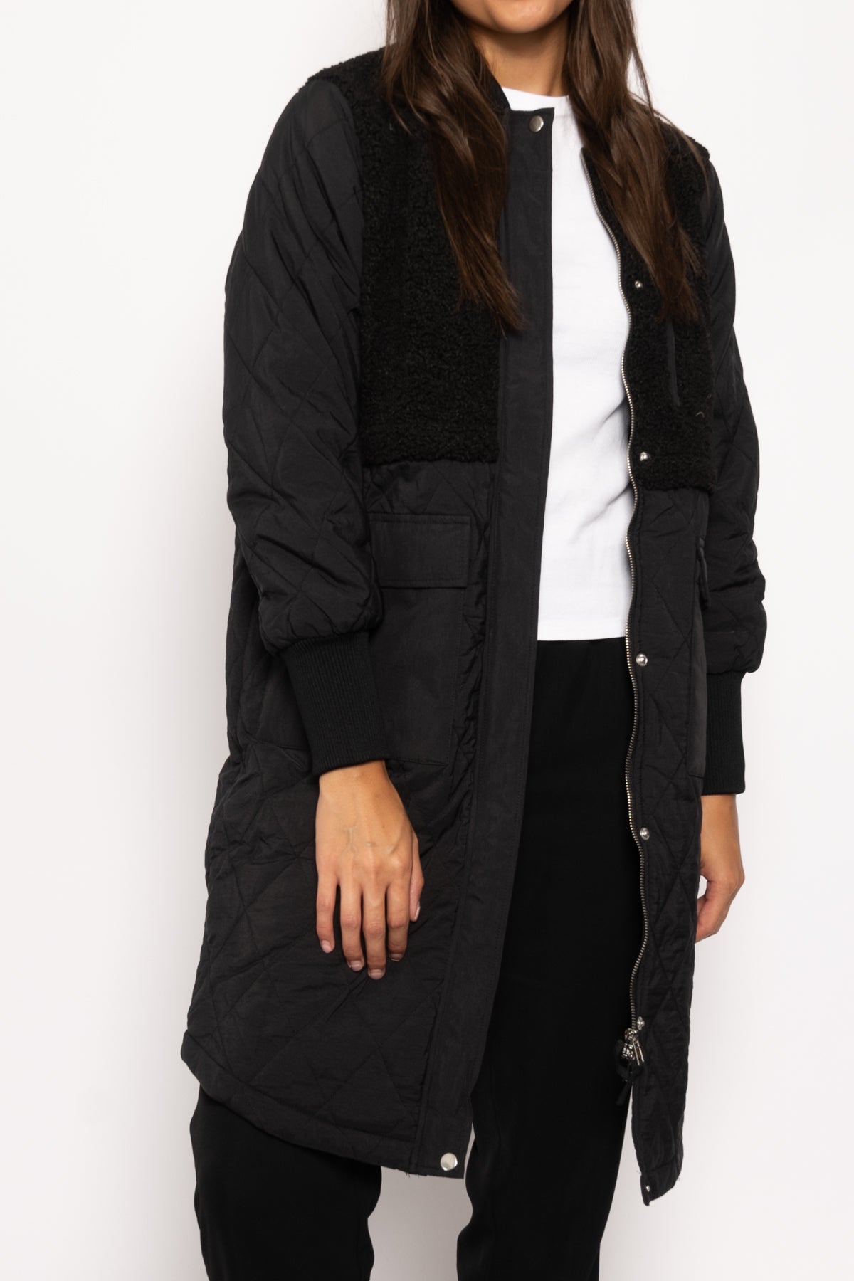 Etta Pile Coat Solid Black