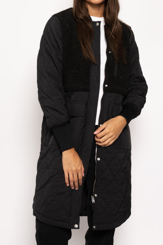 Etta Pile Coat Solid Black