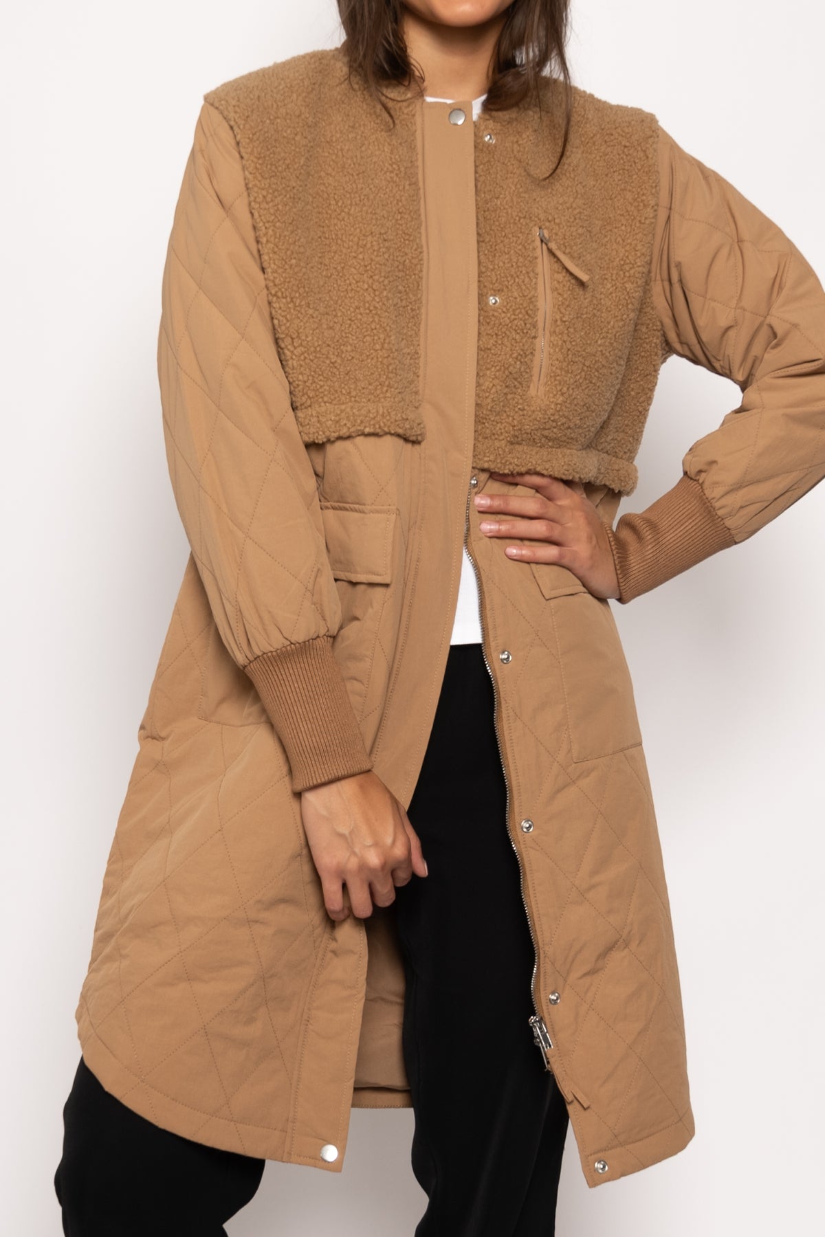 Etta Pile Coat Solid Camel