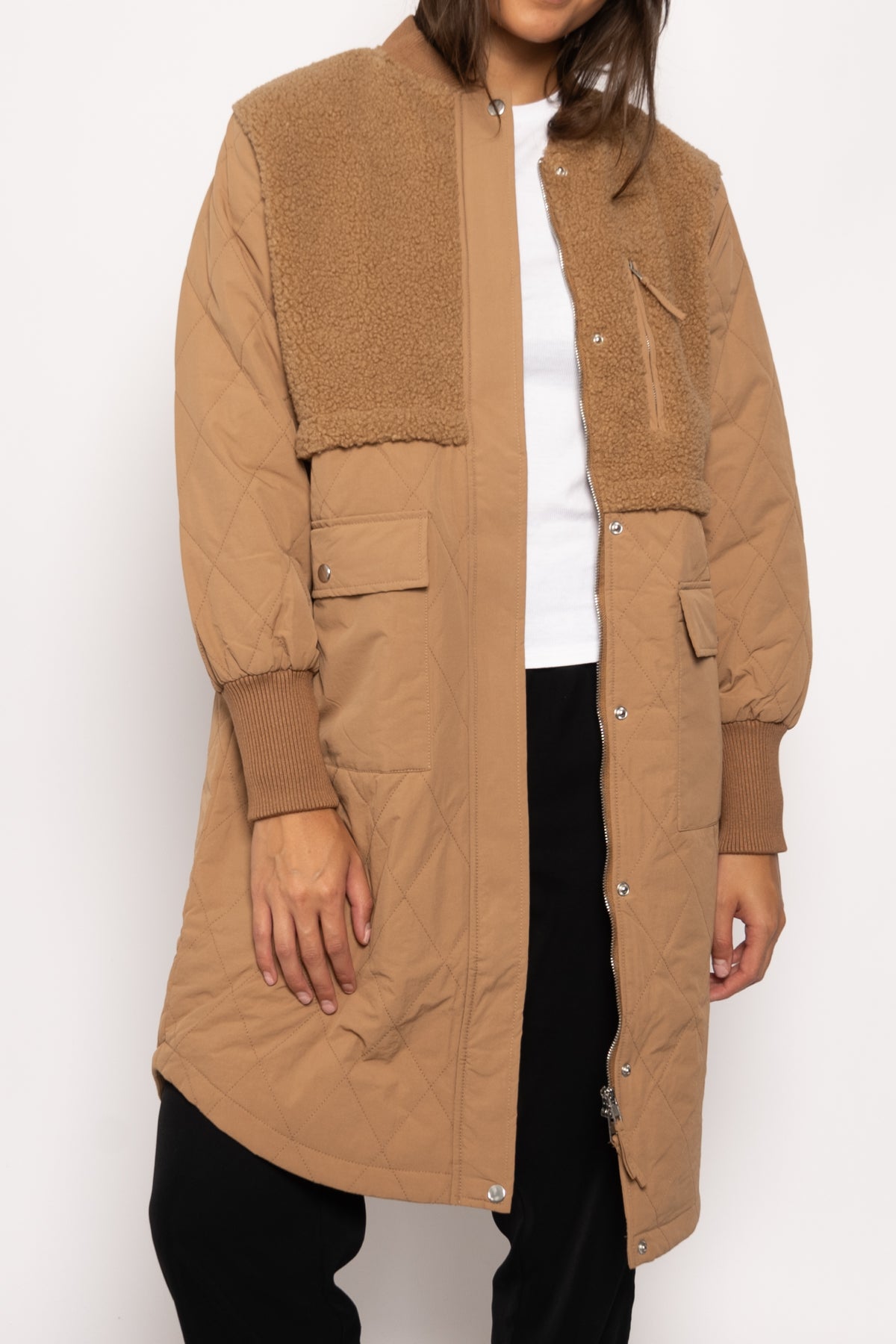 Etta Pile Coat Solid Camel