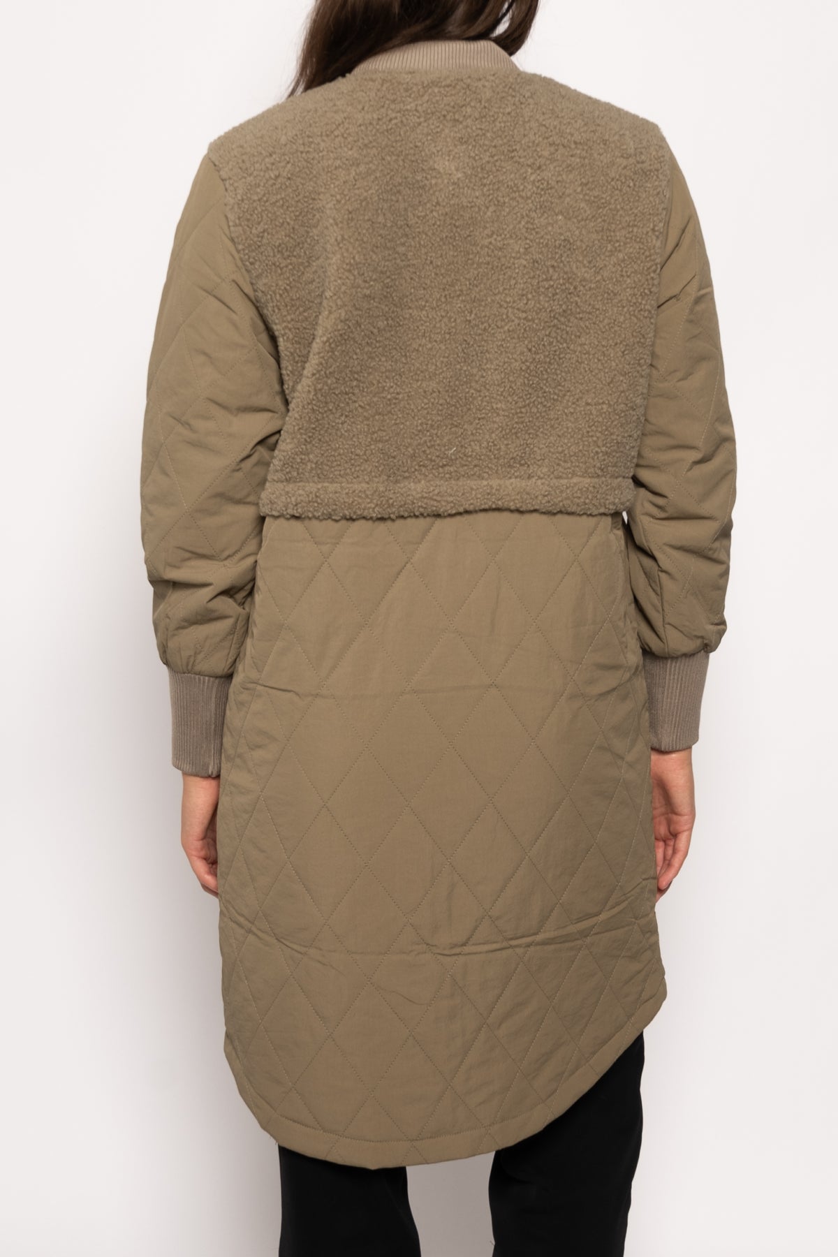 Etta Pile Coat Solid Light Army