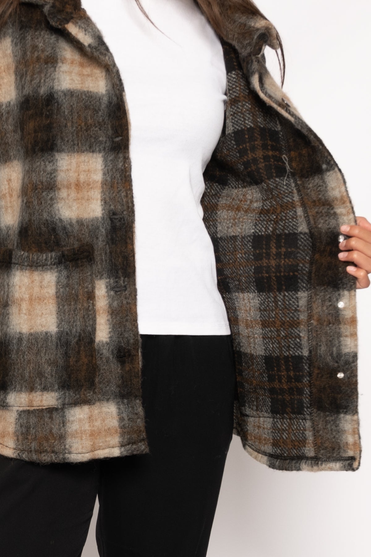 Viksa Brushed Jacket Wool Black/brown Checks