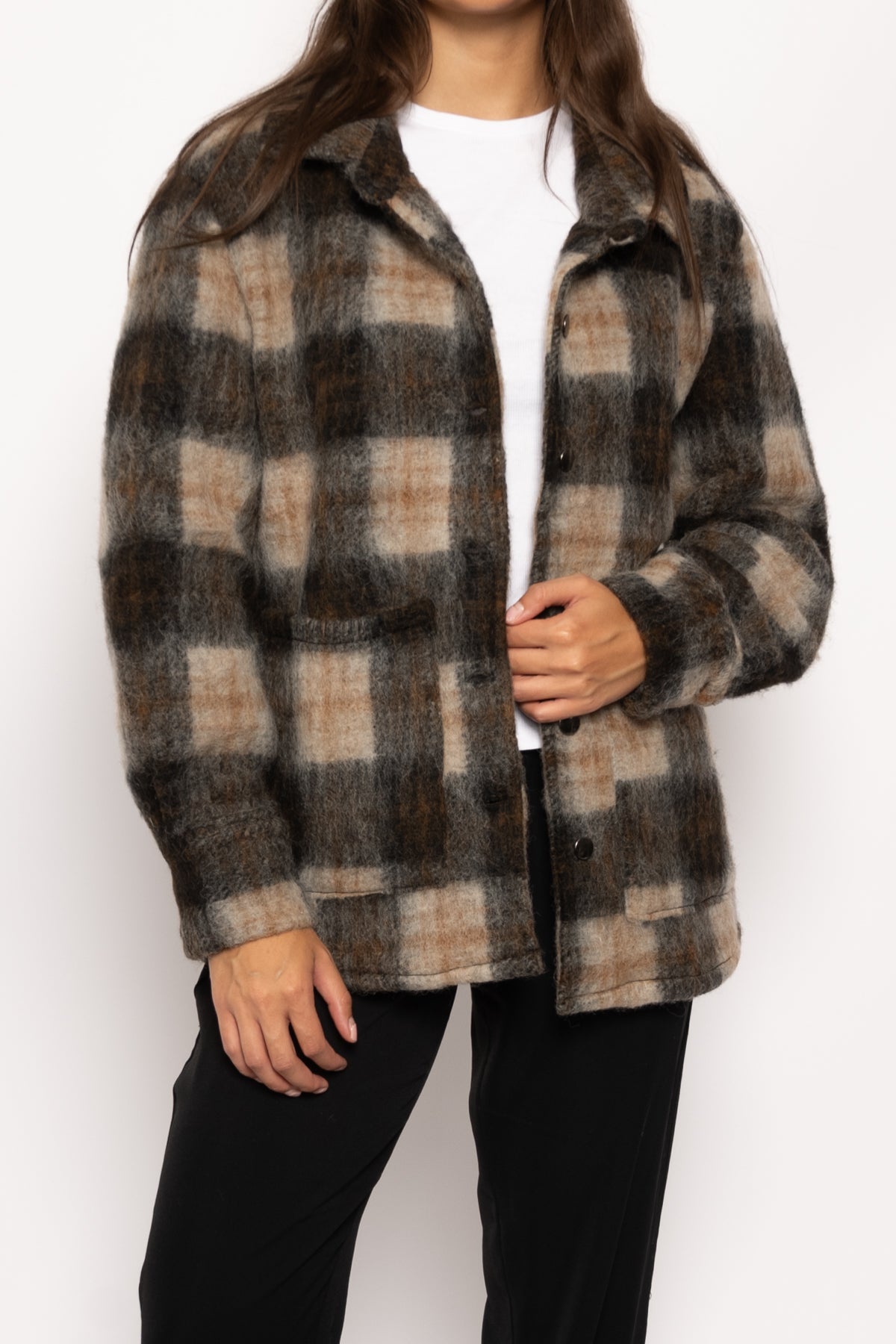 Viksa Brushed Jacket Wool Black/brown Checks