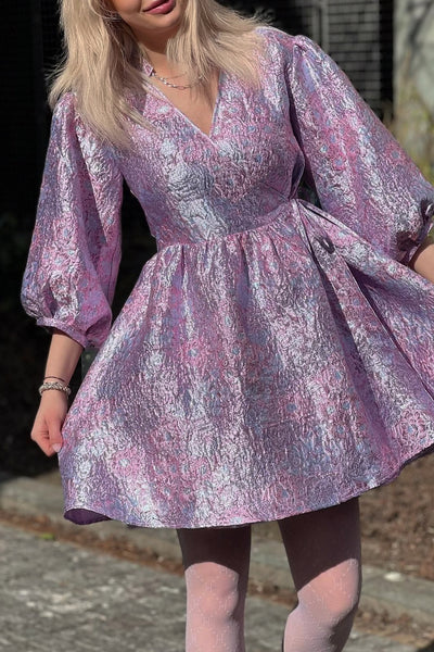 Aya Jacquard Dress Lilac jacquard –