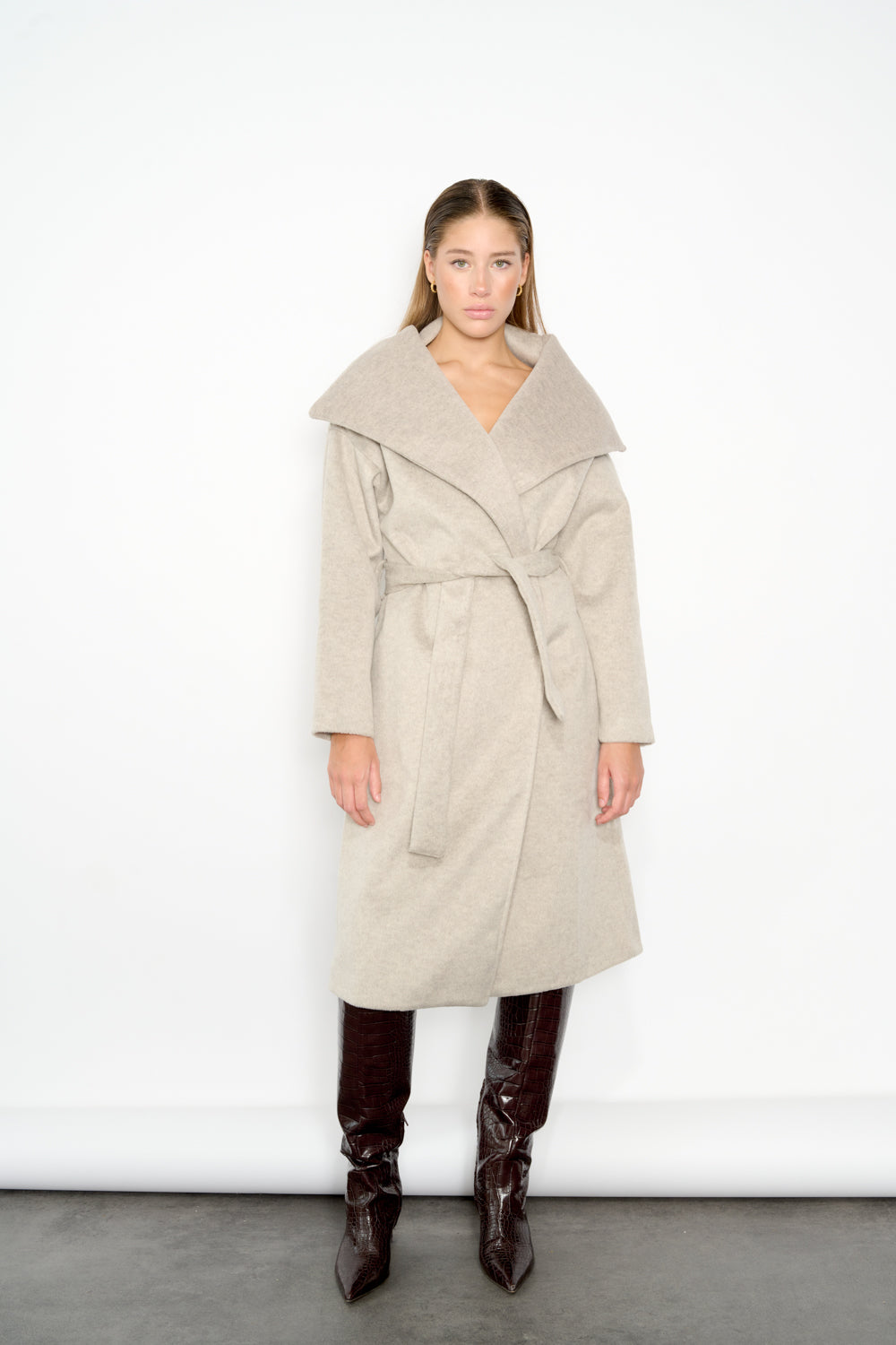 Nina Drape Coat Light Beige