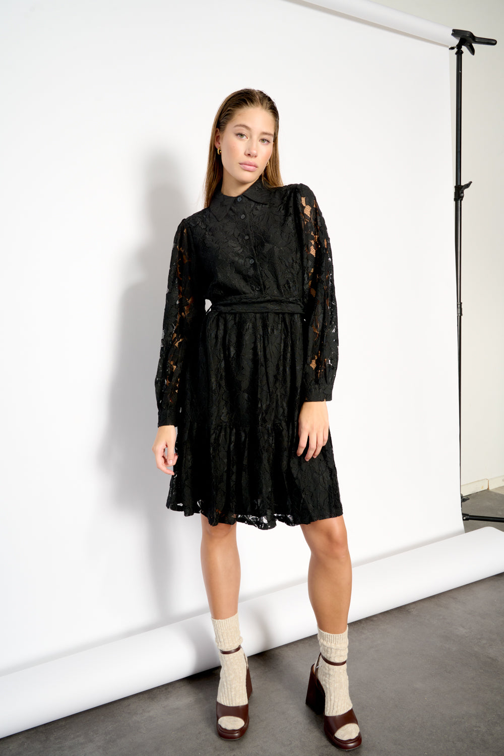 Pixi Shirt Dress Lace Black