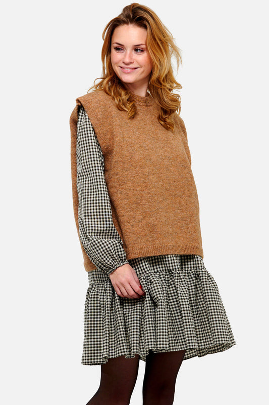 Frenchie Knit Vest Camel Melange