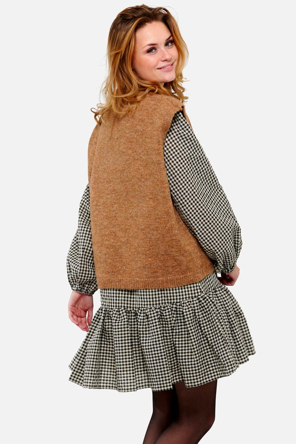 Frenchie Knit Vest Camel Melange