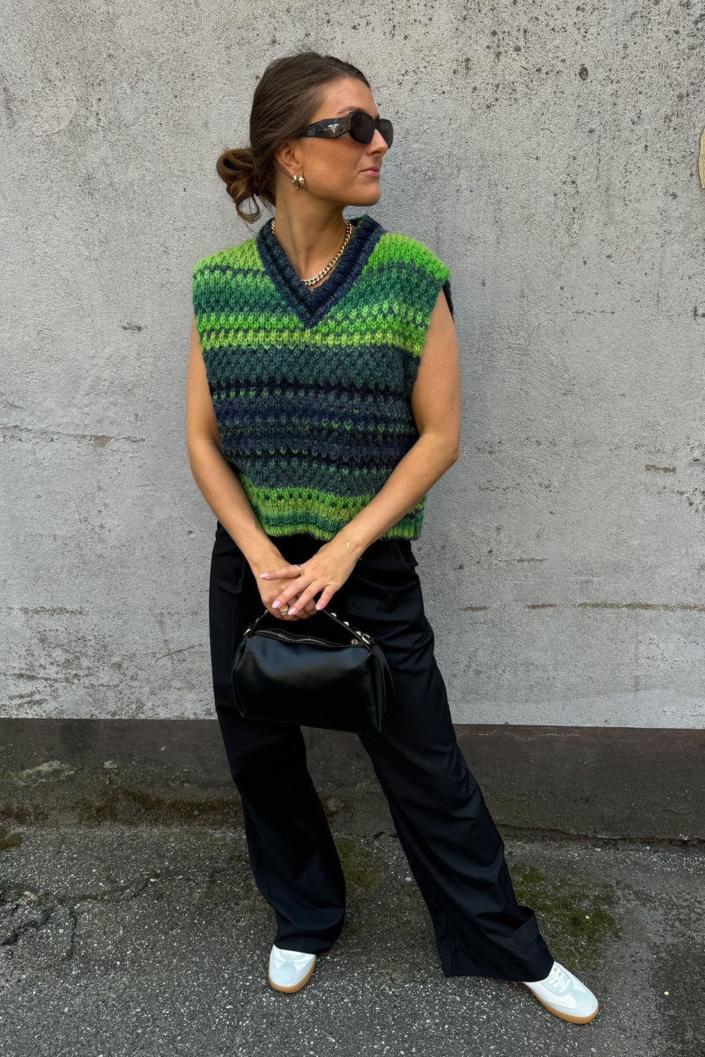 Gio Knit Vest Green Mix