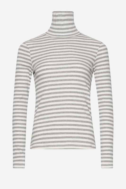 Noellas Luelle T-shirt Rollneck Grey Mel/cream. Køb Bluser hos www.noellafashion.dk