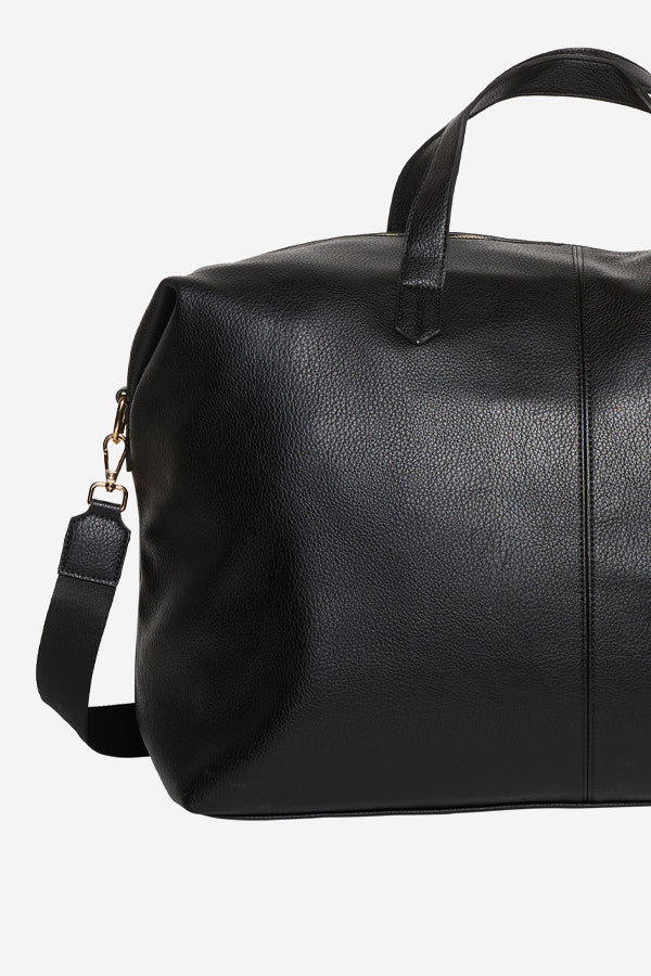 Holdall Medium Weekend Bag Black Leather Look