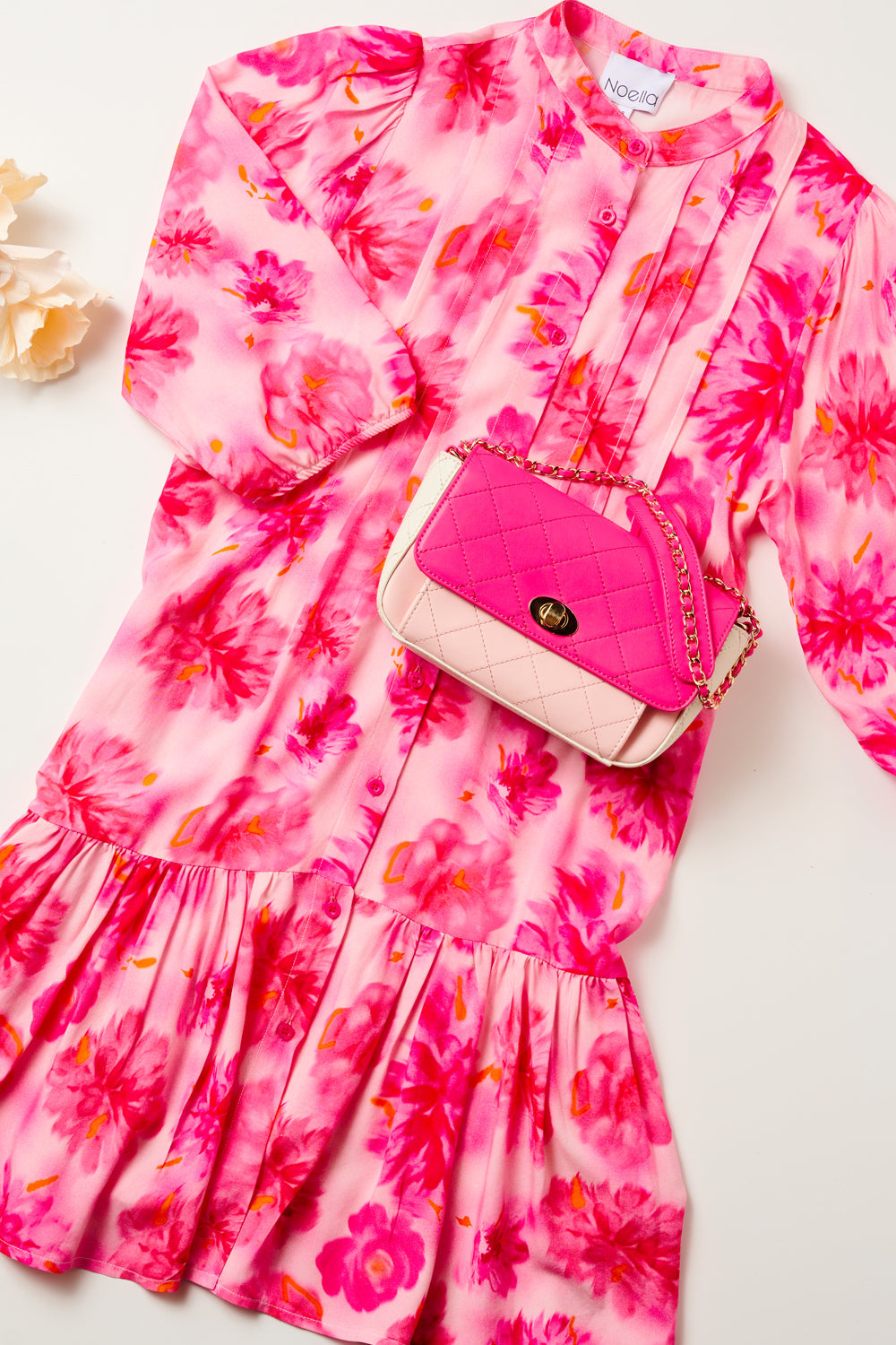 Imogene sh. Dress Pink White Flower Mix