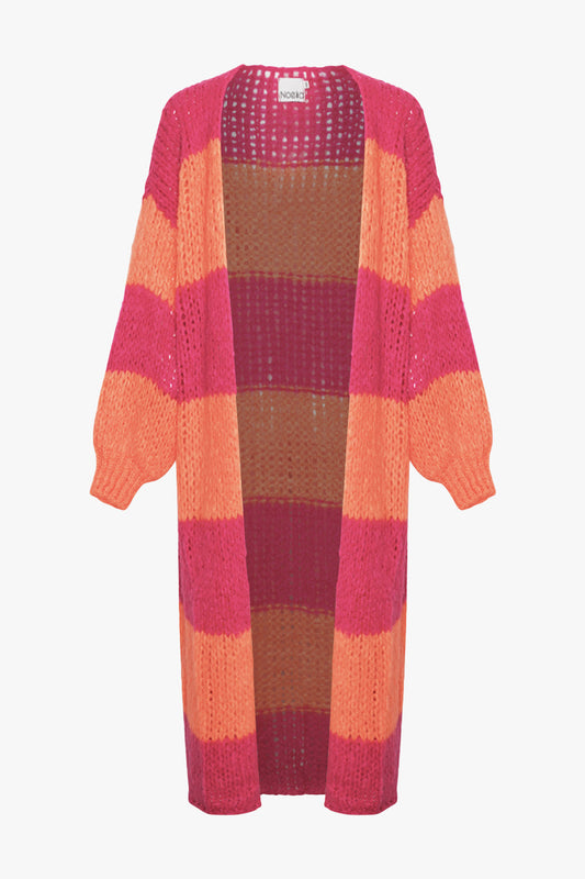 Noellas Jagger Knit Cardigan Orabel Pink Stripe. Køb Cardigans hos www.noellafashion.dk