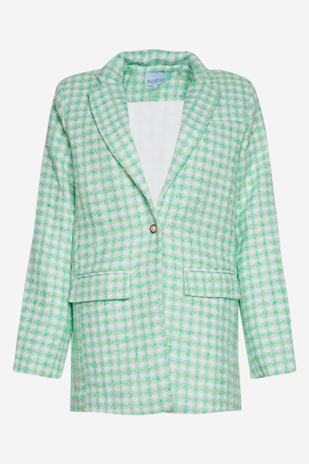 Noellas Jasmine Loose Blazer Lime Mix. Køb Blazer hos www.noellafashion.dk