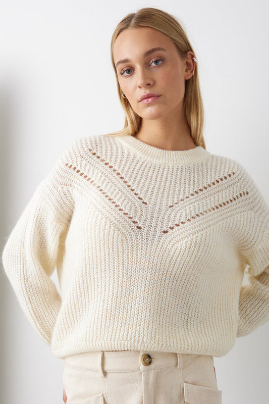 Noellas Janice Knit Offwhite. Køb Striktrøjer hos www.noellafashion.dk