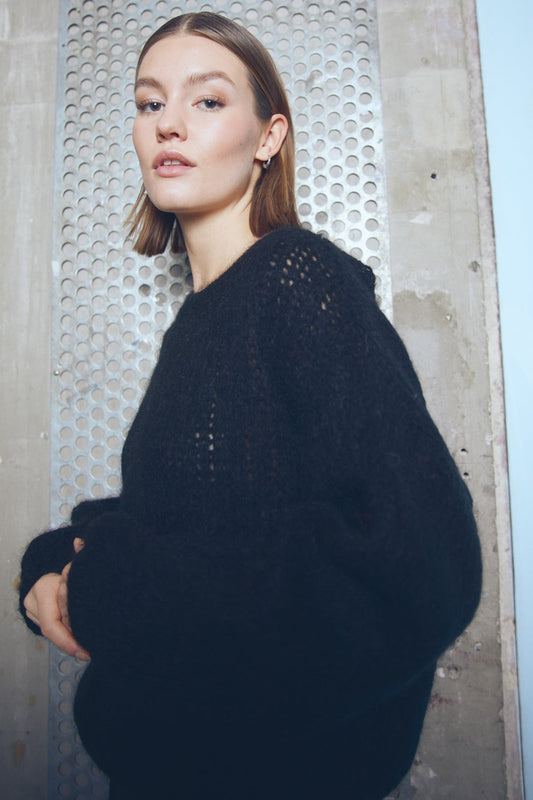 Noellas Jazzlyn knit Black. Køb Striktrøjer hos www.noellafashion.dk