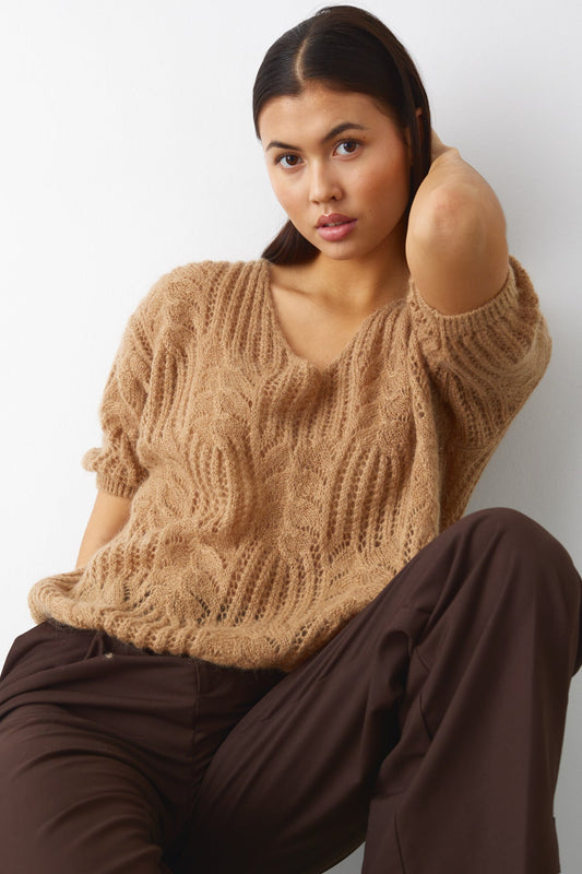 Noellas Jia Knit Taupe. Køb Striktrøjer hos www.noellafashion.dk