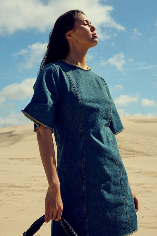 Noellas Jordynn Dress Vintage Blue Wash.