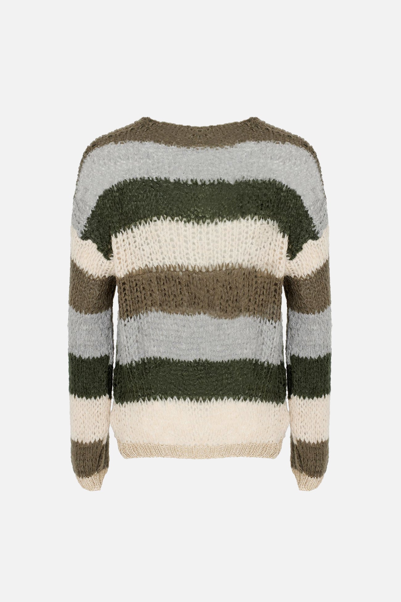 Kala Knit Cardigan Wool Army/beige Stripes 5