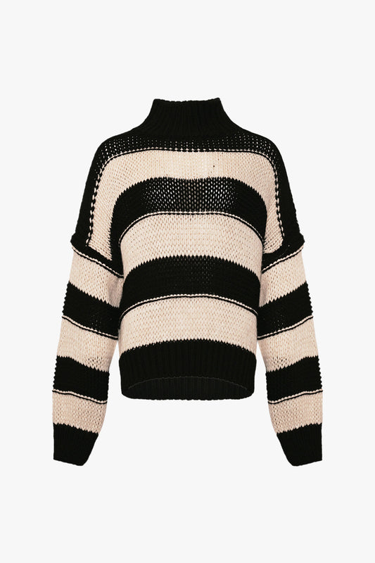 Noellas Kath Knit Black Ivory Stripe. Køb Striktrøjer hos www.noellafashion.dk