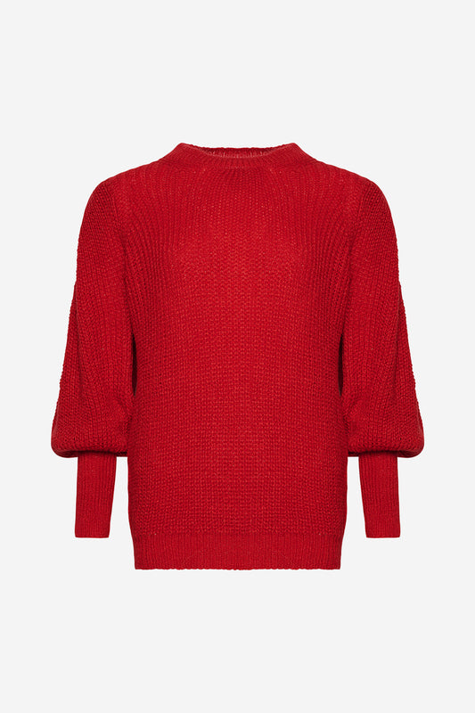 Noellas Ken Knit Blouse Red. Køb Striktrøjer hos www.noellafashion.dk