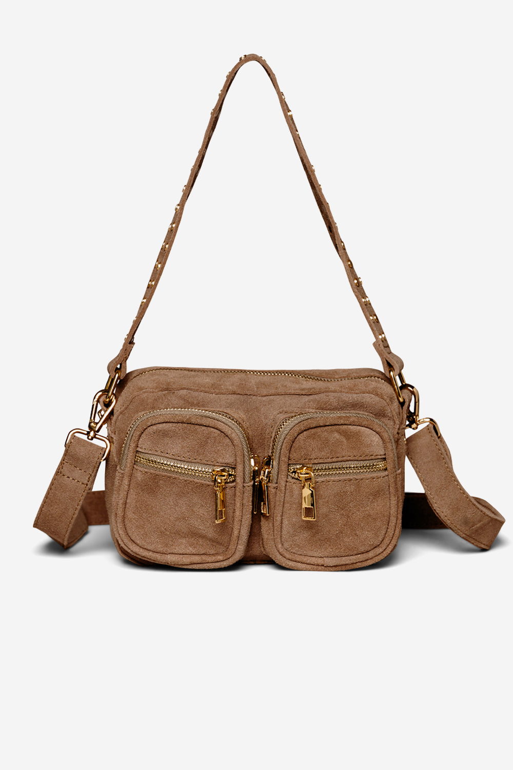 Noellas Kendra Bag Real Suede W. Gold Taupe. Køb Tasker hos www.noellafashion.dk