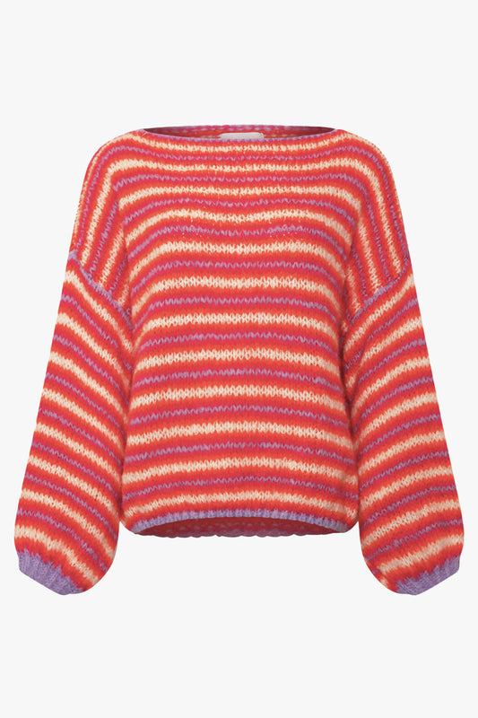 Noellas Kianella Knit Toma Berry Stripe. Køb Striktrøjer hos www.noellafashion.dk