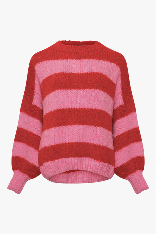 Noellas Kia Knit Red Pink Mix. Køb Striktrøjer hos www.noellafashion.dk