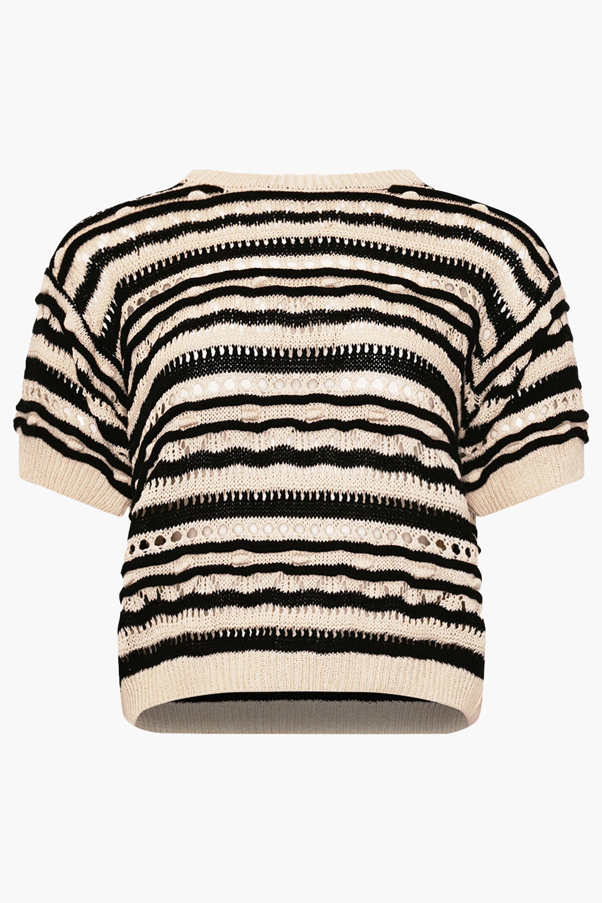 Noellas Kirstine Knit Black Beige Stripe. Køb Striktrøjer hos www.noellafashion.dk