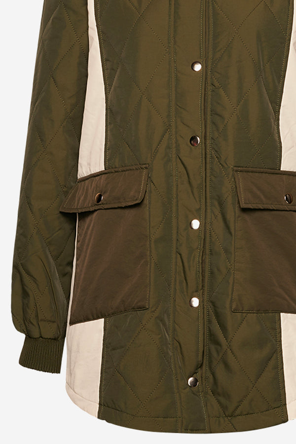 Kumi Quilt Jacket Contrast Army