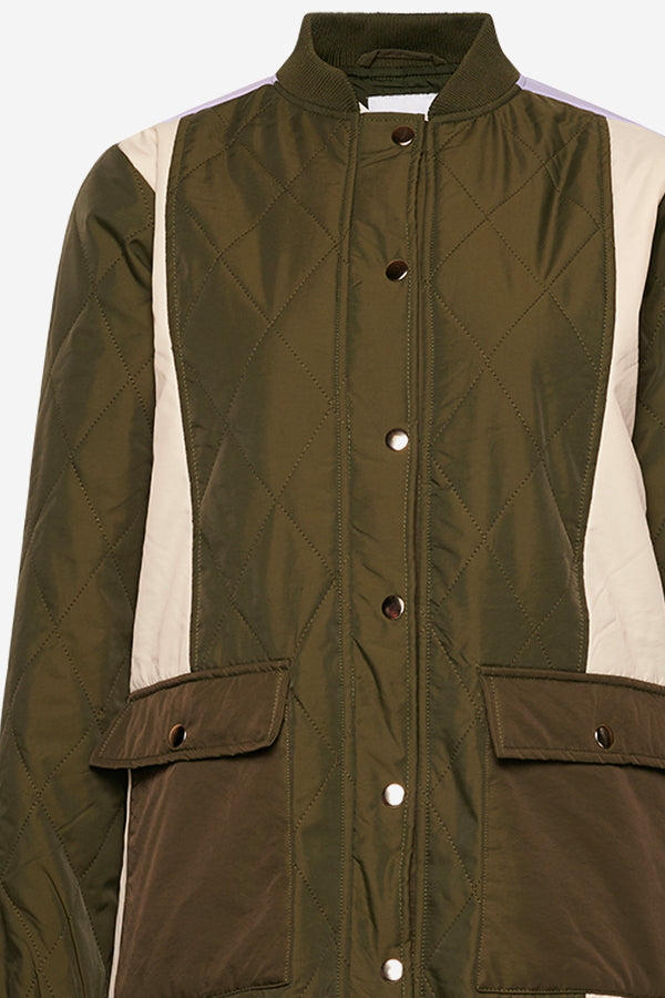 Kumi Quilt Jacket Contrast Army