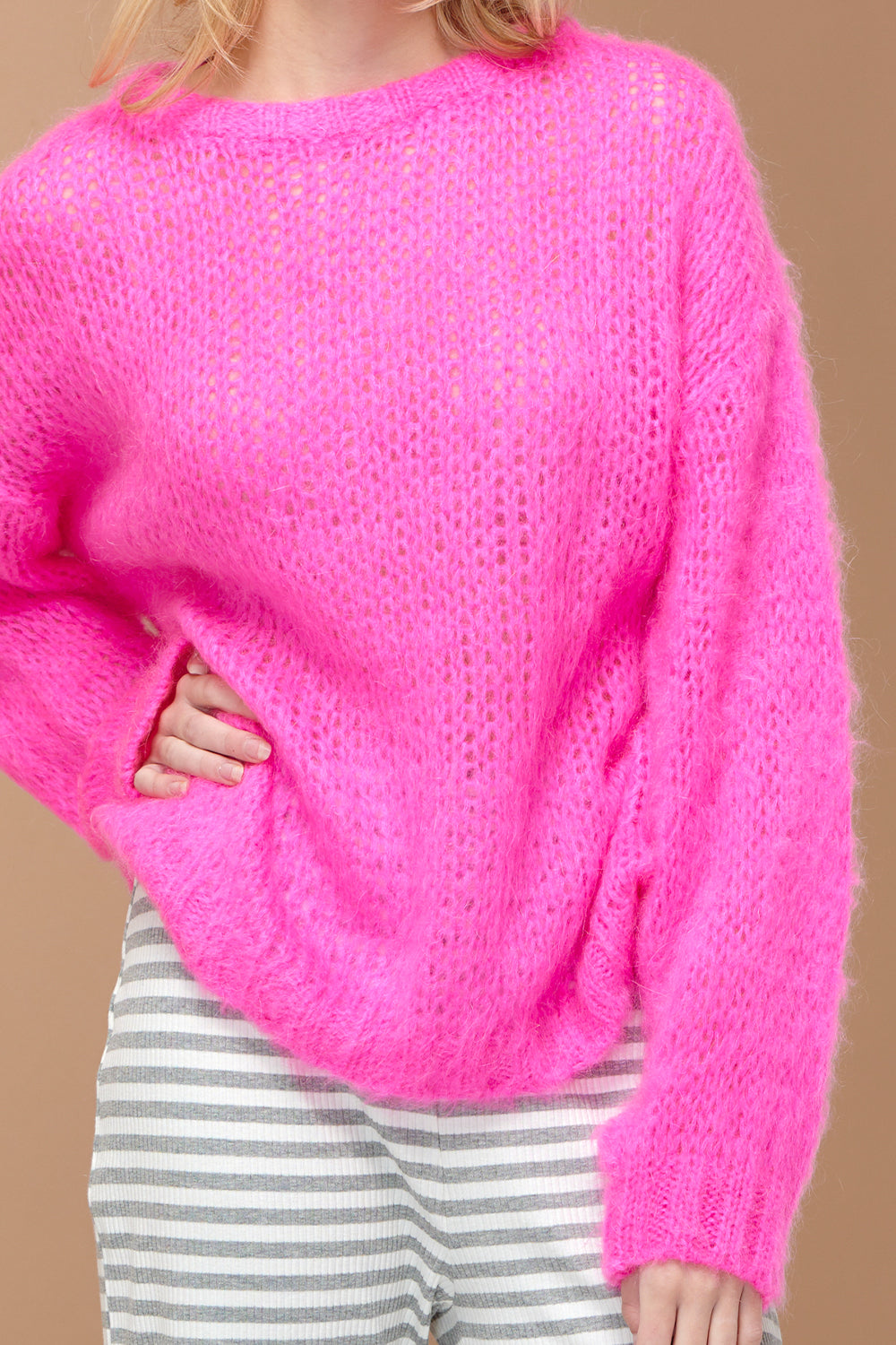 Delta Knit Sweater Bright Pink