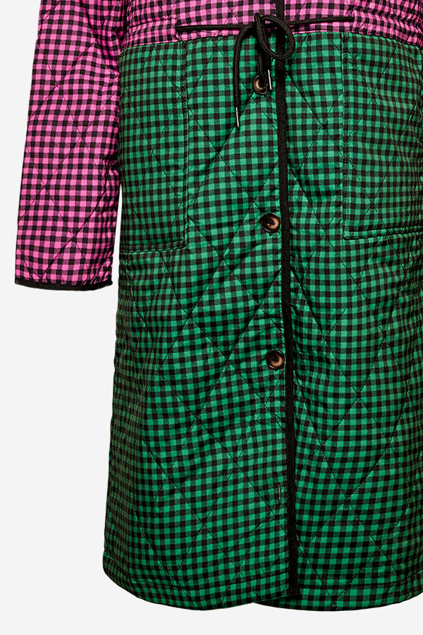 Lena Quilt Jacket Pink/green Check Mix