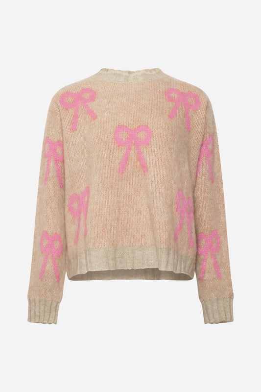 Noellas Lena Knit Pink Beige Combo. Køb Striktrøjer hos www.noellafashion.dk