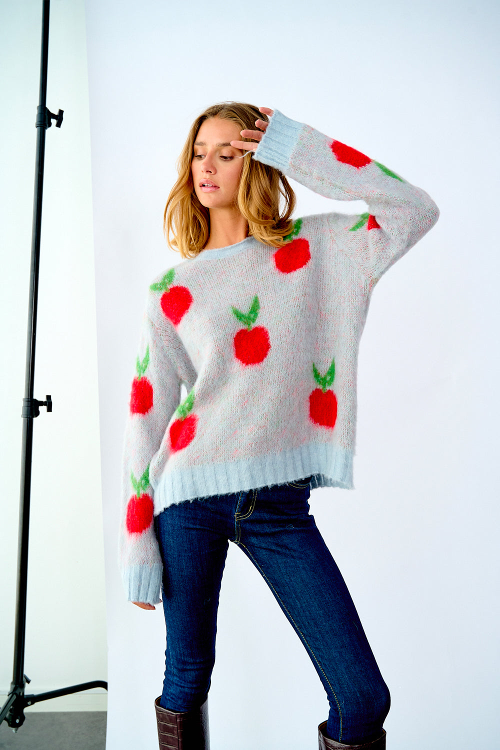 Noellas Lena Knit Sweater Apple. Køb Striktrøjer hos www.noellafashion.dk