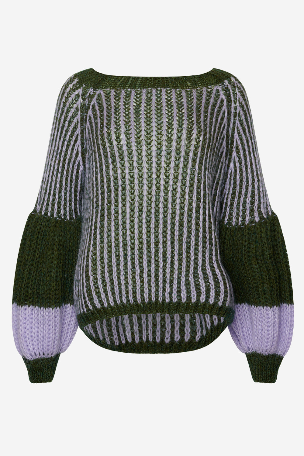 Noellas Liana Knit Sweater Army/lilac. Køb Striktrøjer hos www.noellafashion.dk