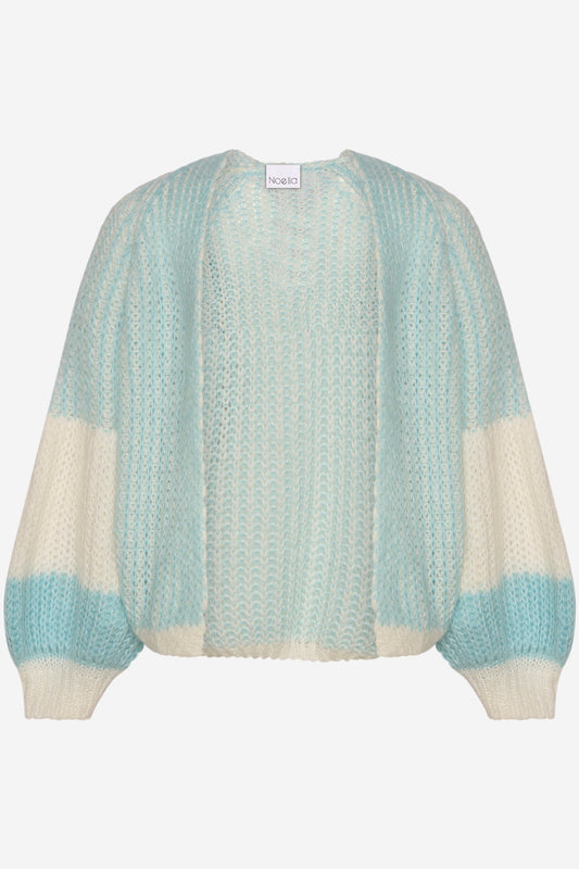 Noellas Liana Knit Cardigan Lightblue/White. Køb Cardigans hos www.noellafashion.dk