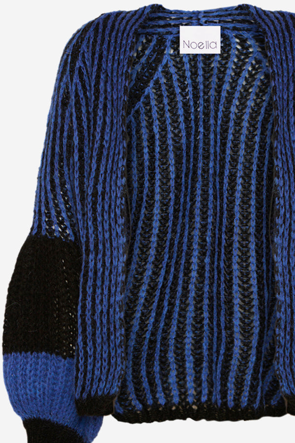 Liana Knit Cardigan Black/Electric Blue