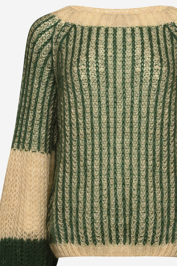 Liana Knit Sweater Beige/Bottle Green