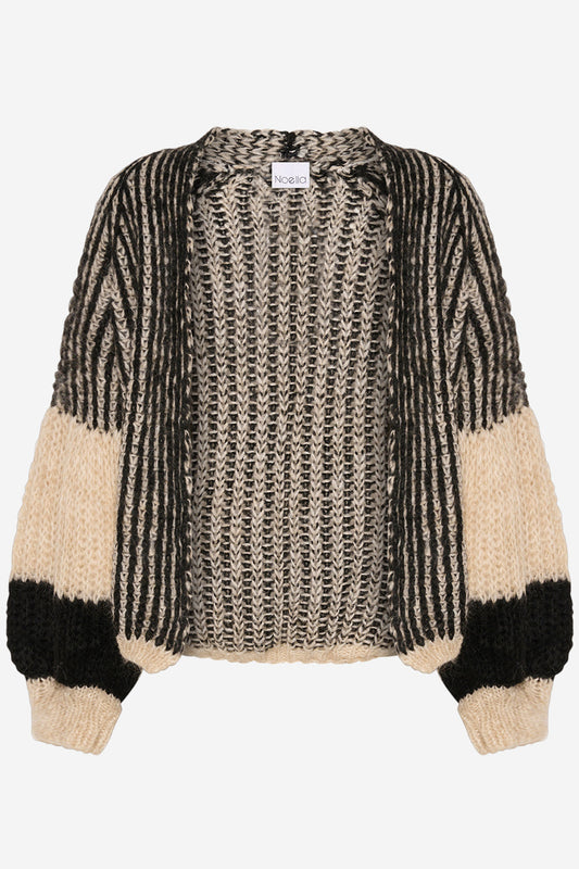 Noellas Liana Knit Cardigan Cream/black. Køb Cardigans hos www.noellafashion.dk