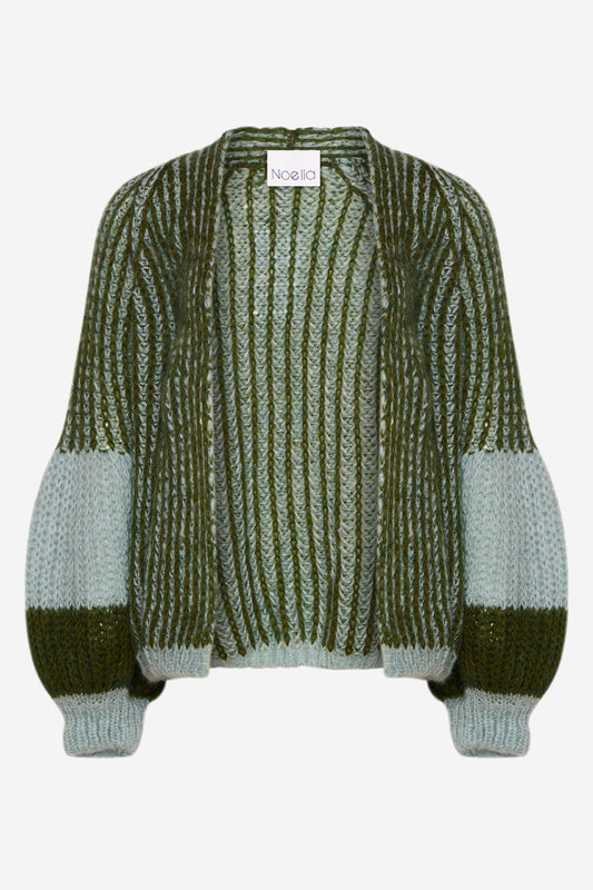 Noellas Liana Knit Cardigan Light Blue/Army. Køb Cardigans hos www.noellafashion.dk